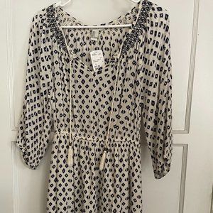 Peasant Dress Blue and White Forever 21 Size Small